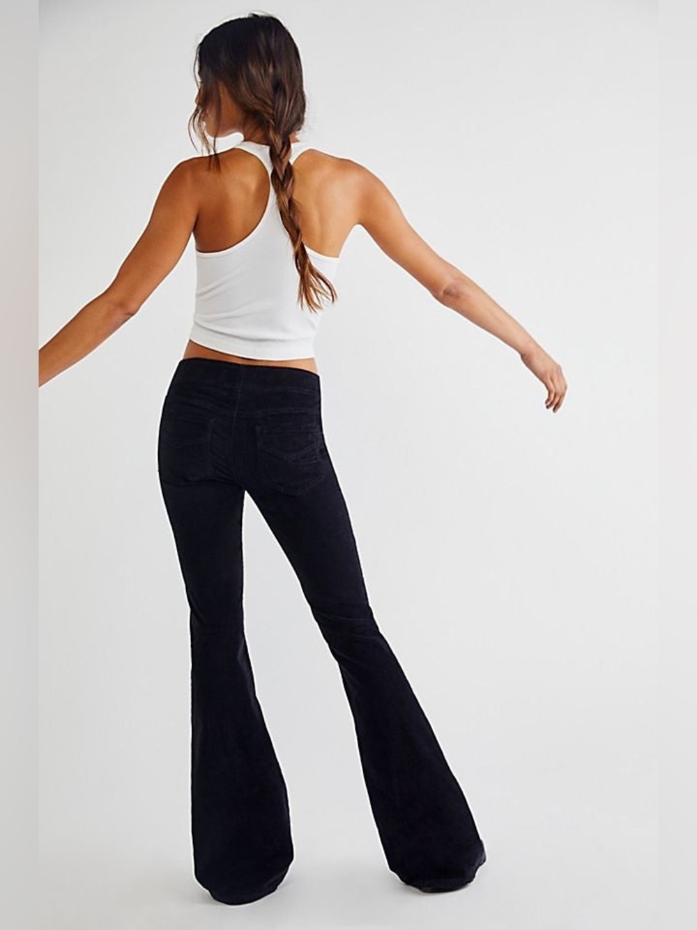 Free People Flare Pull On Pants 31 Black Corduroy